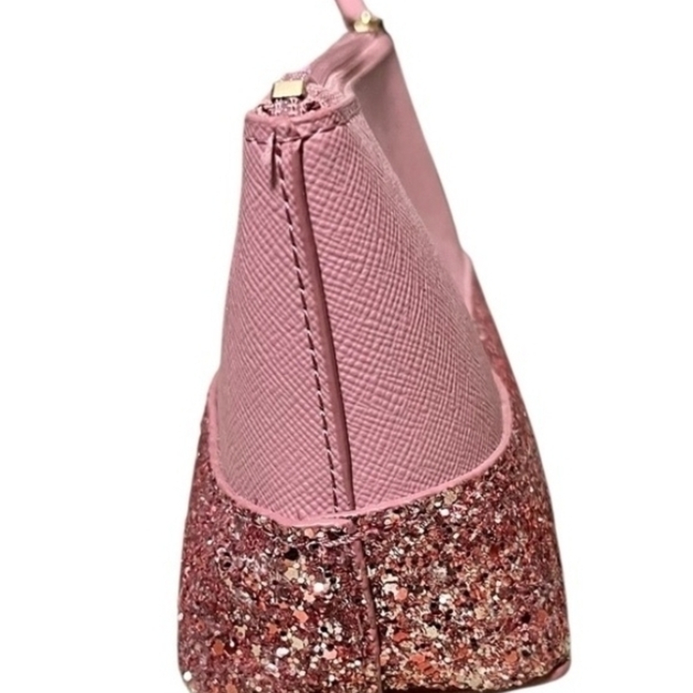 KATE SPADE Greta Court Little Shiloh Sparkle Cosmetic Bag Dusty Rose Peony - Picture 3 of 10